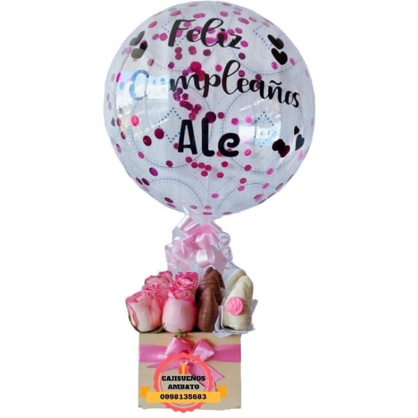 Cumple Chic regalos con globos transparentes