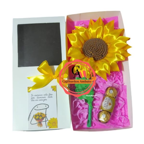 Girasol con Ferreros regalos con girasoles eternos