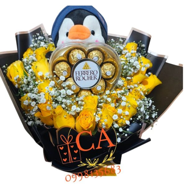 ramo de rosas con peluche